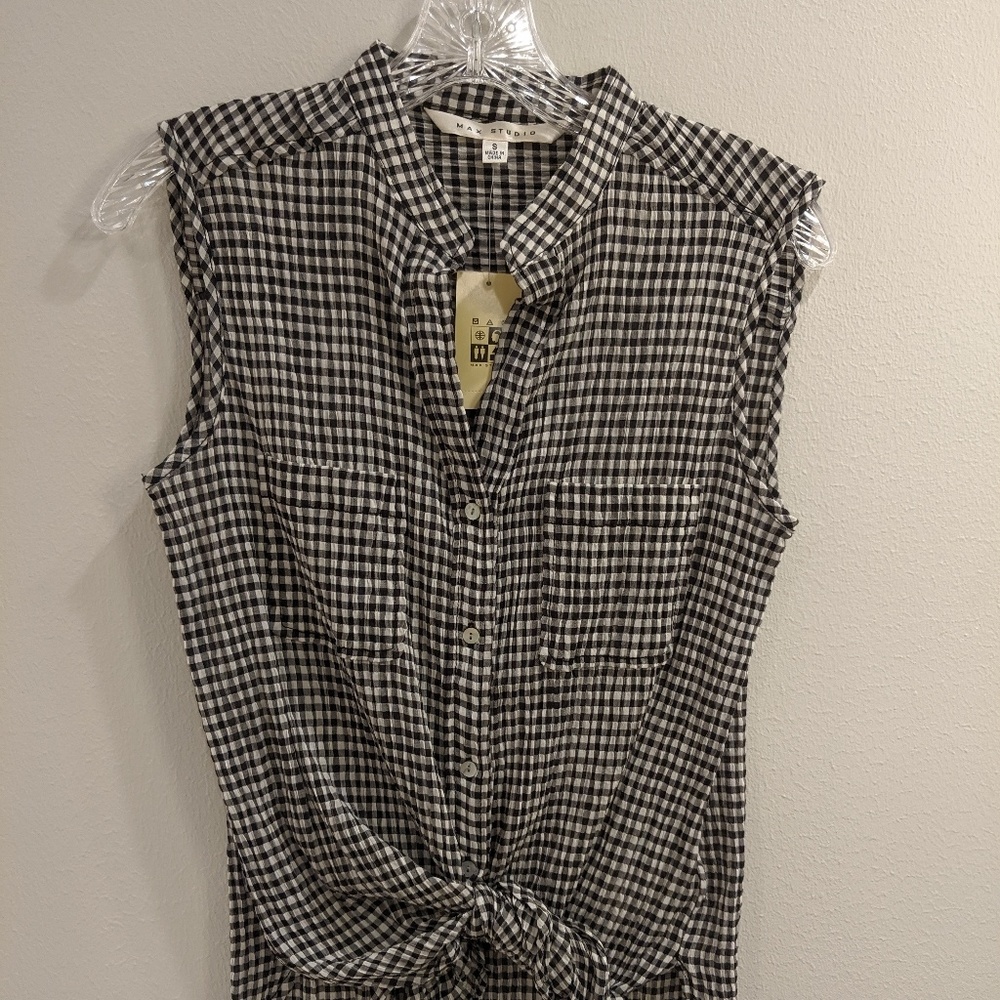Max Studio button-down w/ optional tie front NWT